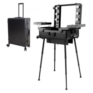 Trolley Make Up con Specchio 6 Luci Professionale